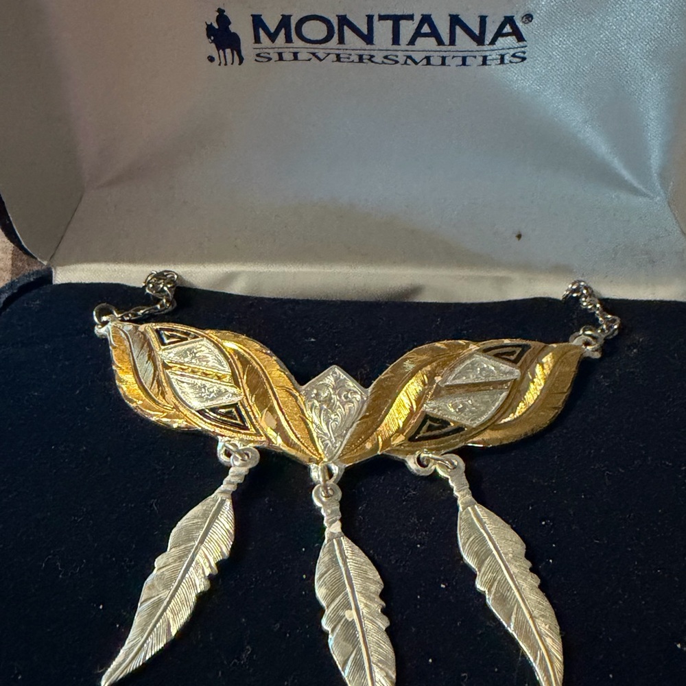 Montana Silversmiths Gold and Silver Feather Necklace